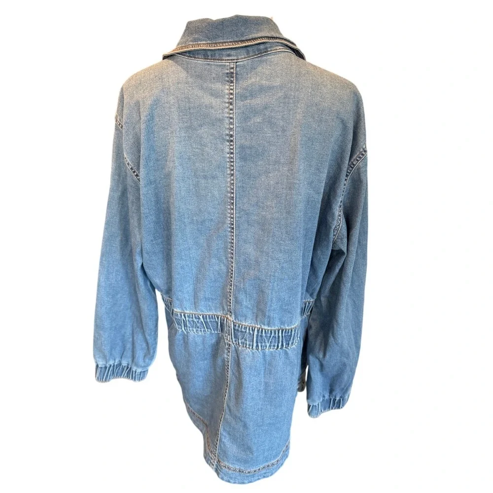 Knox Rose XXL Blue Denim‎ Utility Zip Front Jacket Elastic Waist NWT